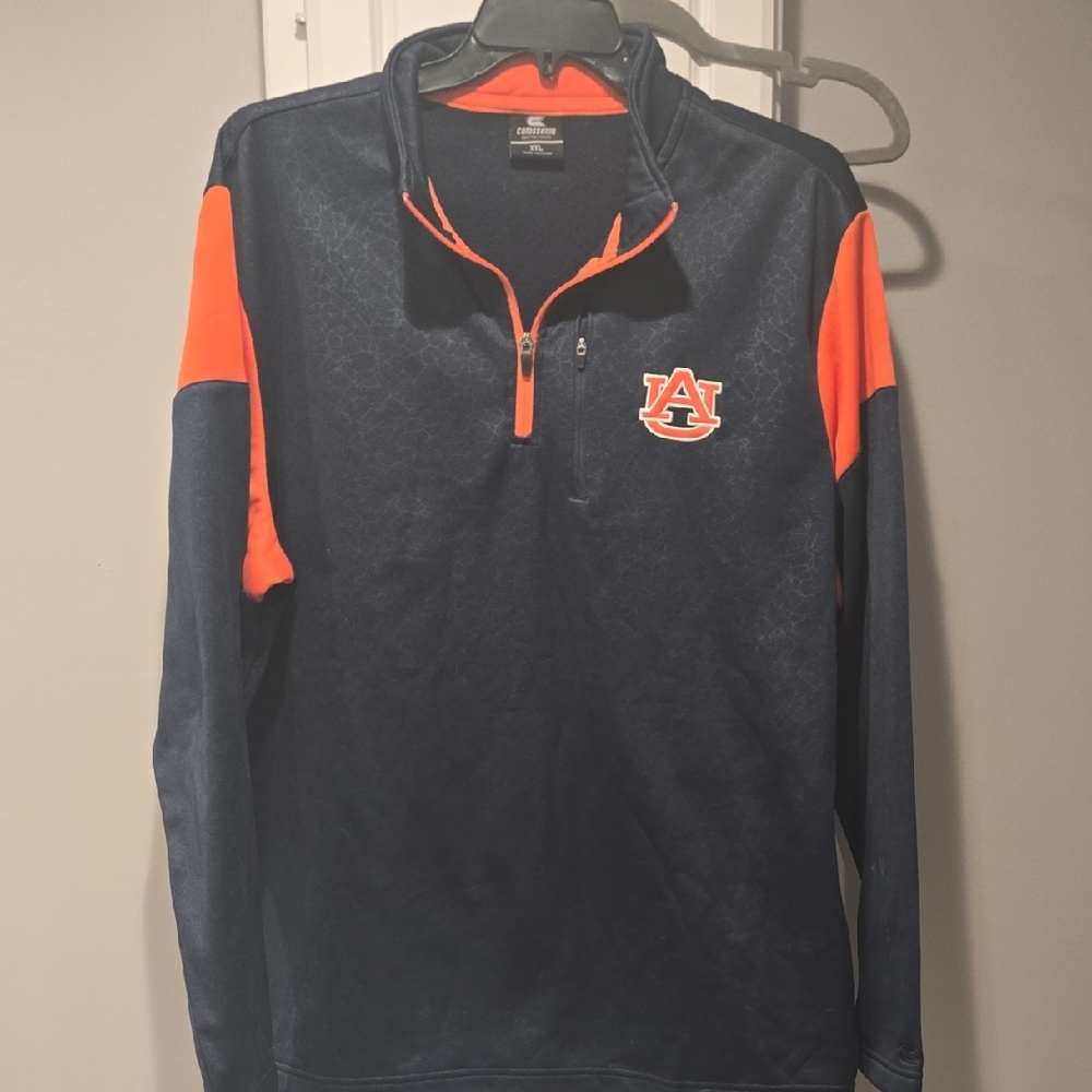 Under Armour Navy Blue and Orange Athletic Quarter Zip Pullover